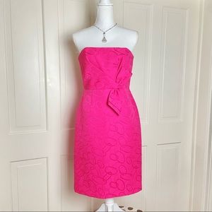 David Meister hot pink strapless dress 4